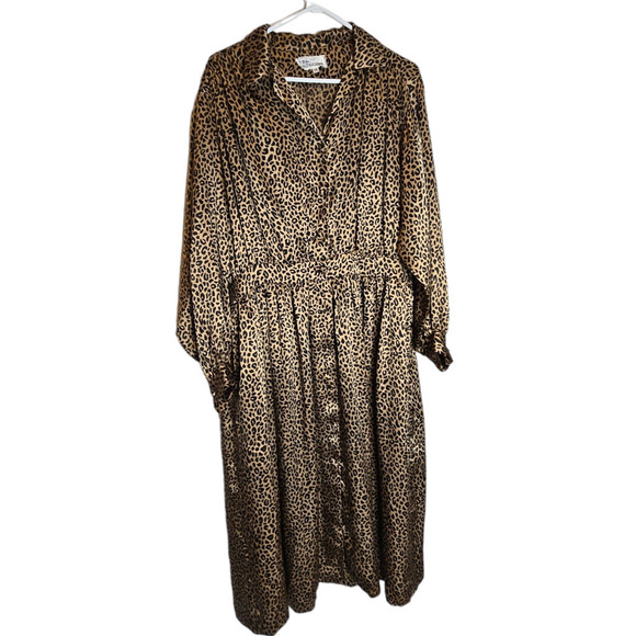 Vintage 1980s Animal / Leopard / Cheetah Print dress Frances Henaghan Size 14 - Picture 1 of 9